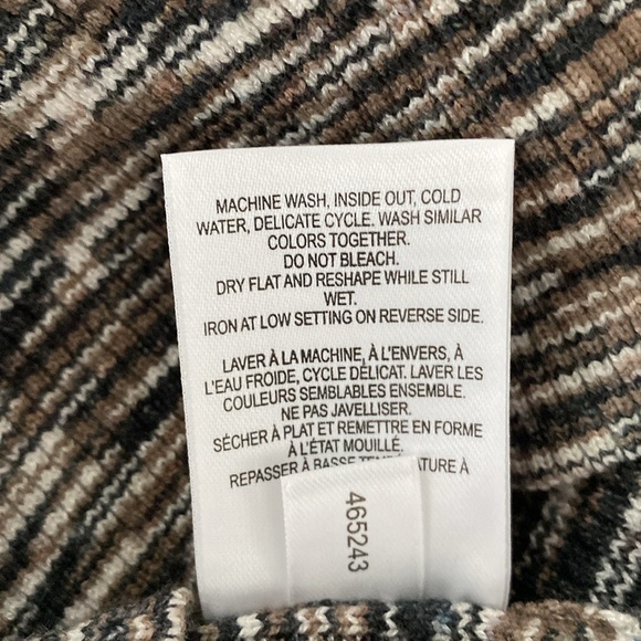 REITMANS brown & beige stripe MIDI sweater dress with V neck and collar. XL - Picture 8 of 9